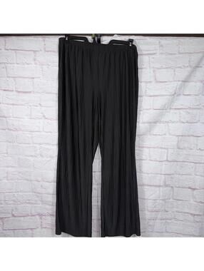 Zac & Rachel Women's 1X Black Crinkle Wide-Leg Pants
